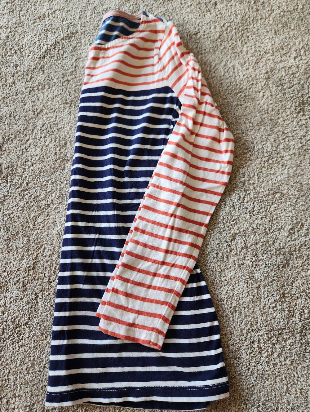 Boden Breton US 8L Striped Long Sleeve Tee in Navy, White & Coral